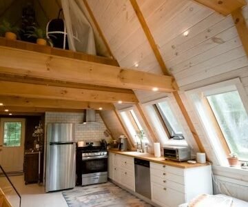 Flagstaff A-Frame Cabin Kitchen with Vaulted Ceiling & Skylight