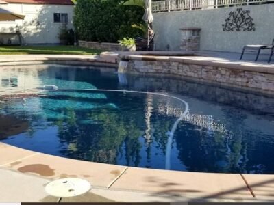 Peaceful poolside scene