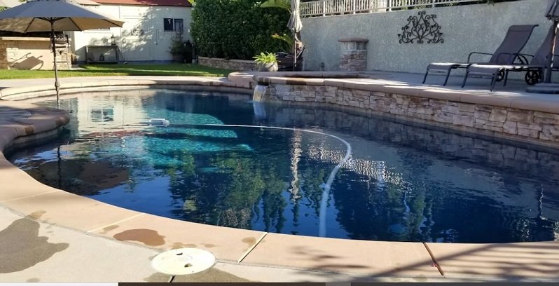 Peaceful poolside scene