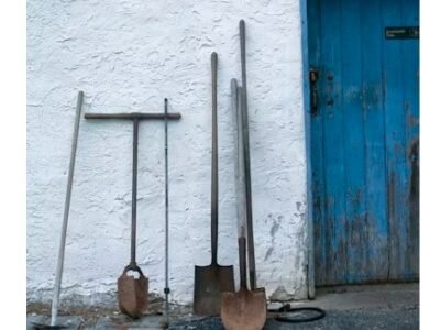 Rustic Tool Wall with Blue Door in Galena, IL