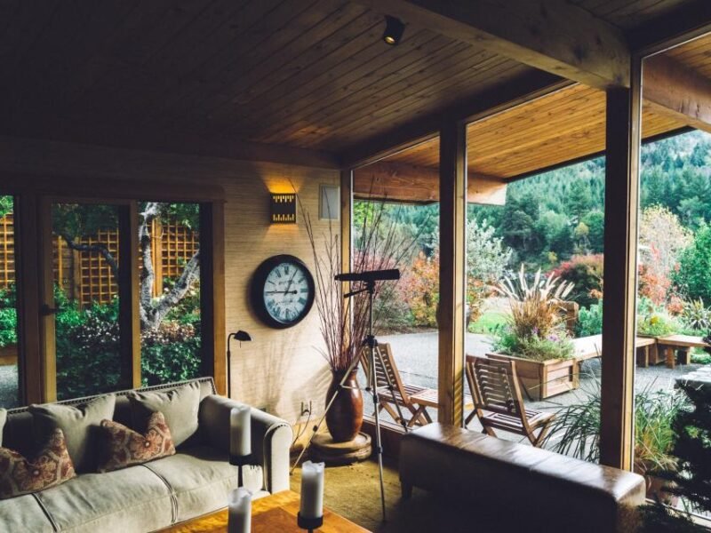 Rustic Garden View Living Room