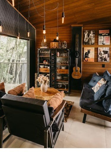 Portland, Oregon, rustic podcast studio, cozy cabin vibe, filming, TikTok, YouTube