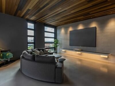 Gaming studio with concrete floors, retro scooter, in Los Angeles/filming, TikTok, YouTube