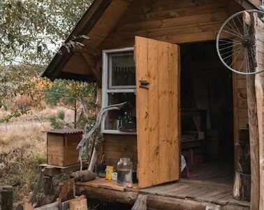 Rustic cabin studio, outdoor setting, filming, TikTok, YouTube